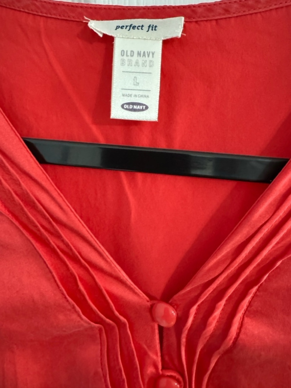 VTG Old Navy 100% Silk Salmon Color Blouse Tie Waist Button Front Top Sz. L Y2K - Picture 9 of 12